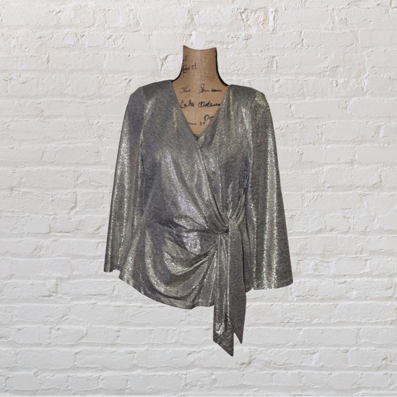 Adrianna Papell Silver Blouse - Picture 1 of 6